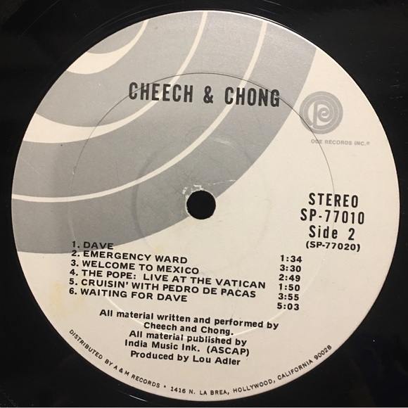 Vintage Cheech and Chong Self-Titled 1971 Original Pressing Vinyl LP Album - Picture 5 of 6
